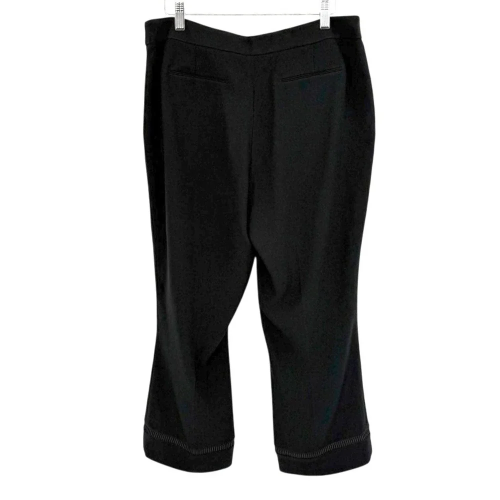 Elie Tahari Womens‎ 10 Wide Leg Dress Pants Cropped Detailed Trim Trousers Black